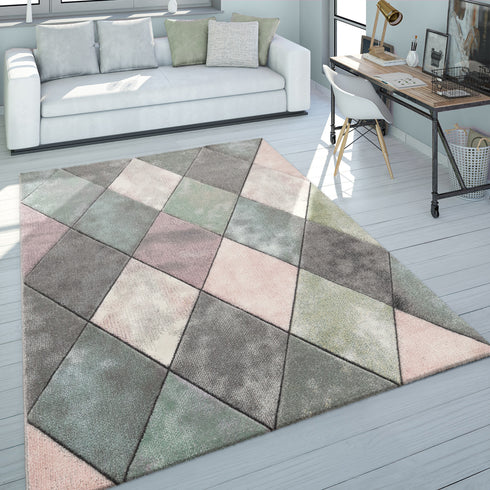 Kurzflor-Teppich |Ideal für Wohnzimmer, Esszimmer, Schlafzimmer oder Kinderzimmer | Mehrfarbig